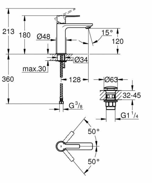 Grohe Lineare Tek kumandalı lavabo bataryası