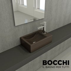 BOCCHİ Milano Dar Sağ Lavabo 37 cm Mat Kahve