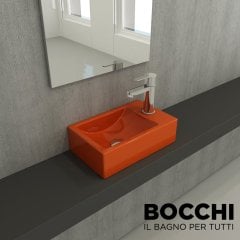 BOCCHİ Milano Dar Sağ Lavabo 37 cm Parlak Turuncu