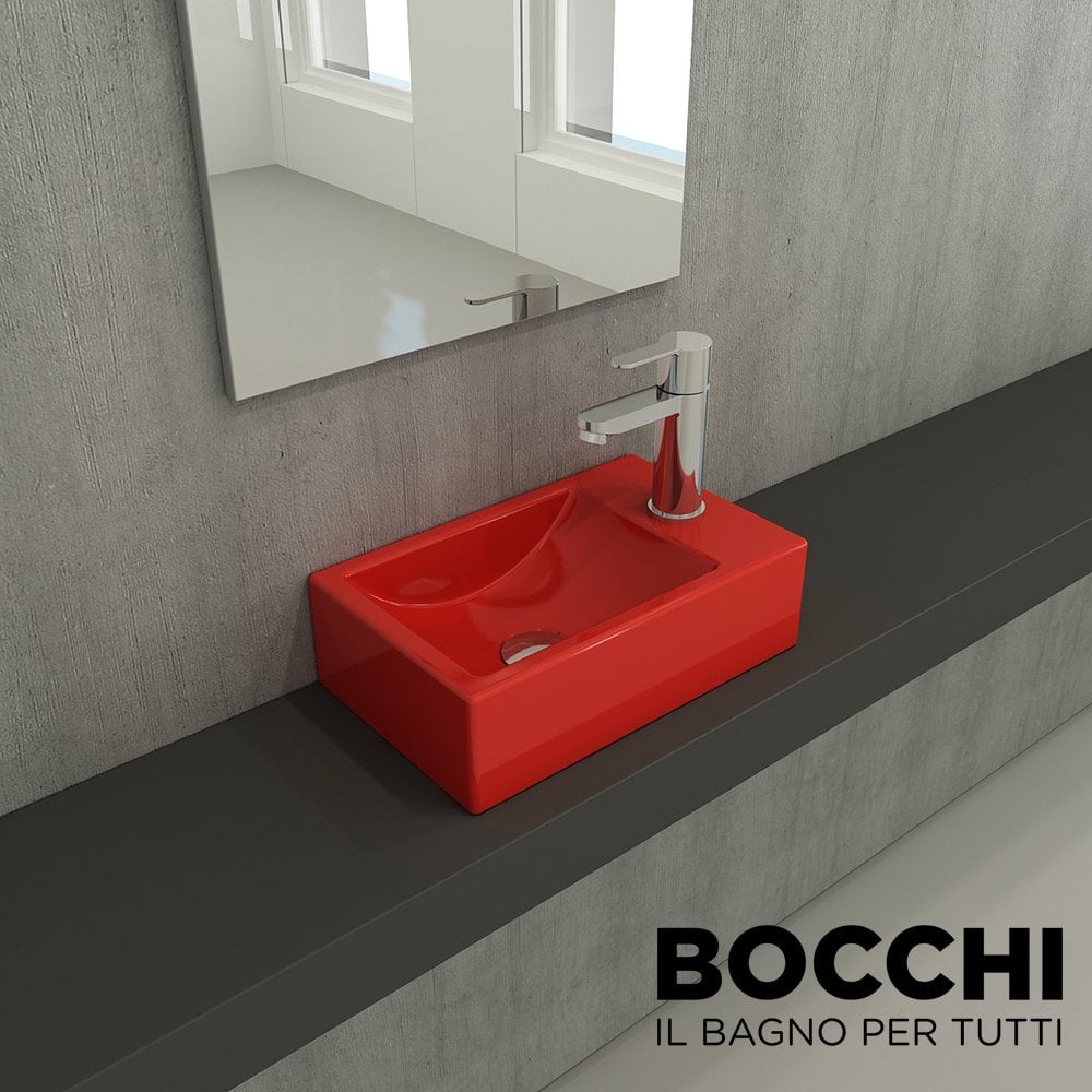 BOCCHİ Milano Dar Sağ Lavabo 37 cm Parlak Kırmızı