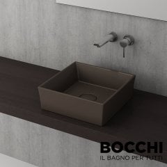 BOCCHI Vessel Kare Tezgah Üstü Lavabo 38 cm, Mat Kahve