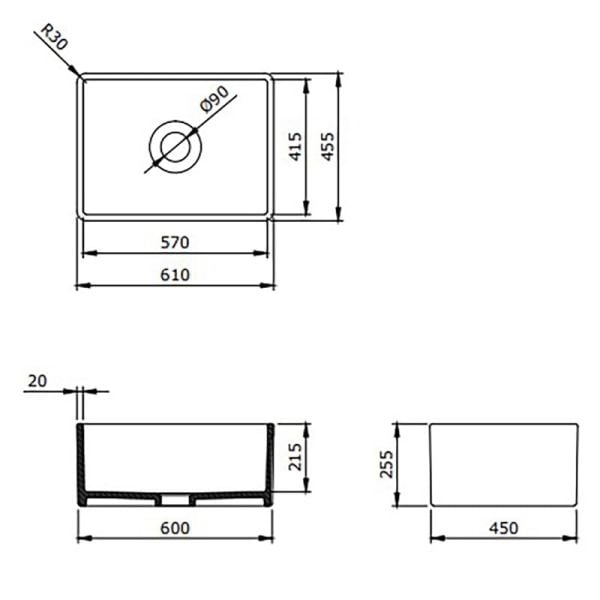 BOCCHİ Lavello Mutfak Eviyesi 60 cm Mat Kahve