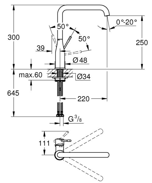 Grohe Essence Eviye Bataryası Siyah