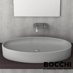 BOCCHI Vessel Elips Çanak Lavabo, 85 cm, Mat Gri