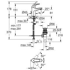 Grohe Baucurve Tek Kumandalı Lavabo Bataryası Parlak Krom