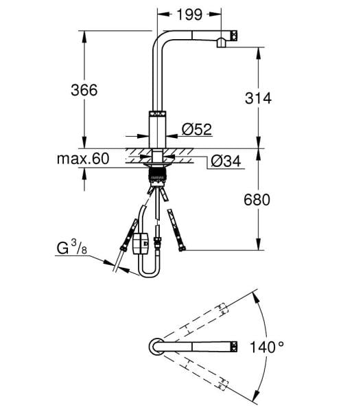 Grohe Minta SmartControl Spiralli Eviye Bataryası