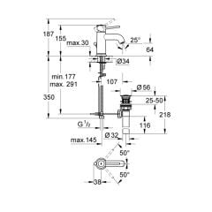 Grohe Bauclassic Tek Kumandalı Lavabo Bataryası Parlak Krom