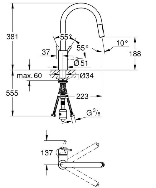 Grohe Concetto Spiralli Eviye Bataryası