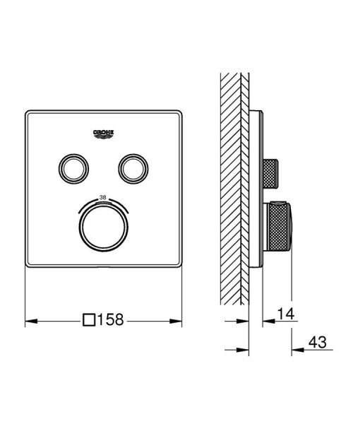 Grohe Grohtherm SmartControl Tek Valfli Akış Kontrollü Ankastre duş bataryası