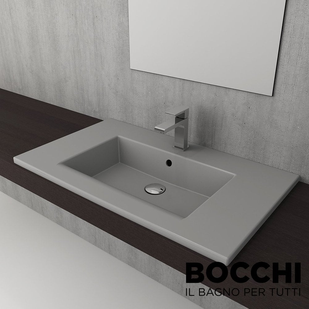 BOCCHI Milano Etajerli Lavabo 80 cm Mat Gri