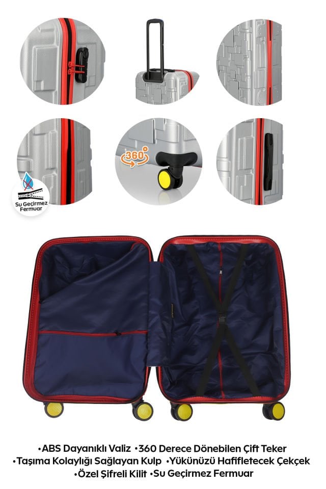 Redro Lego (Büyük ve Orta)  Abs 2`li Set Gri Kırmızı