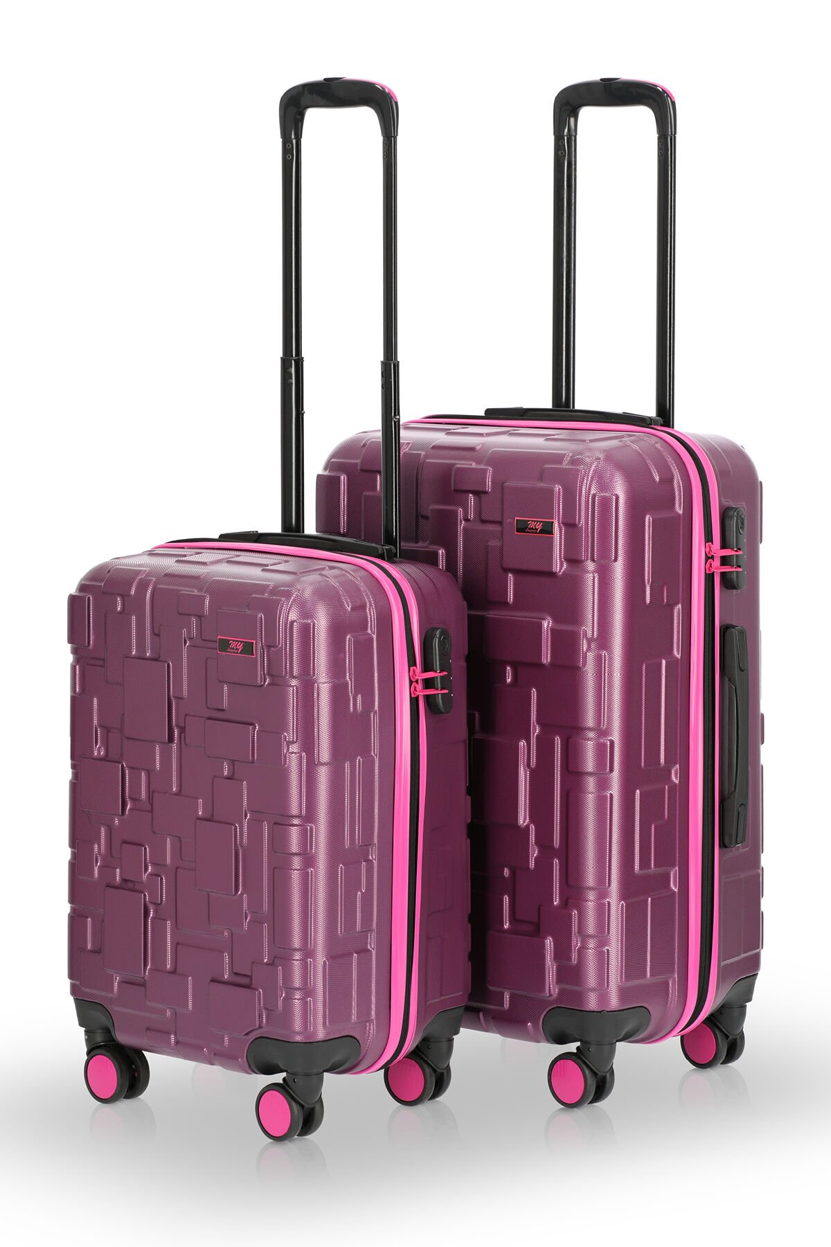 Redro Lego (Orta ve Kabin)  Abs 2`li Valiz Mürdüm Pembe