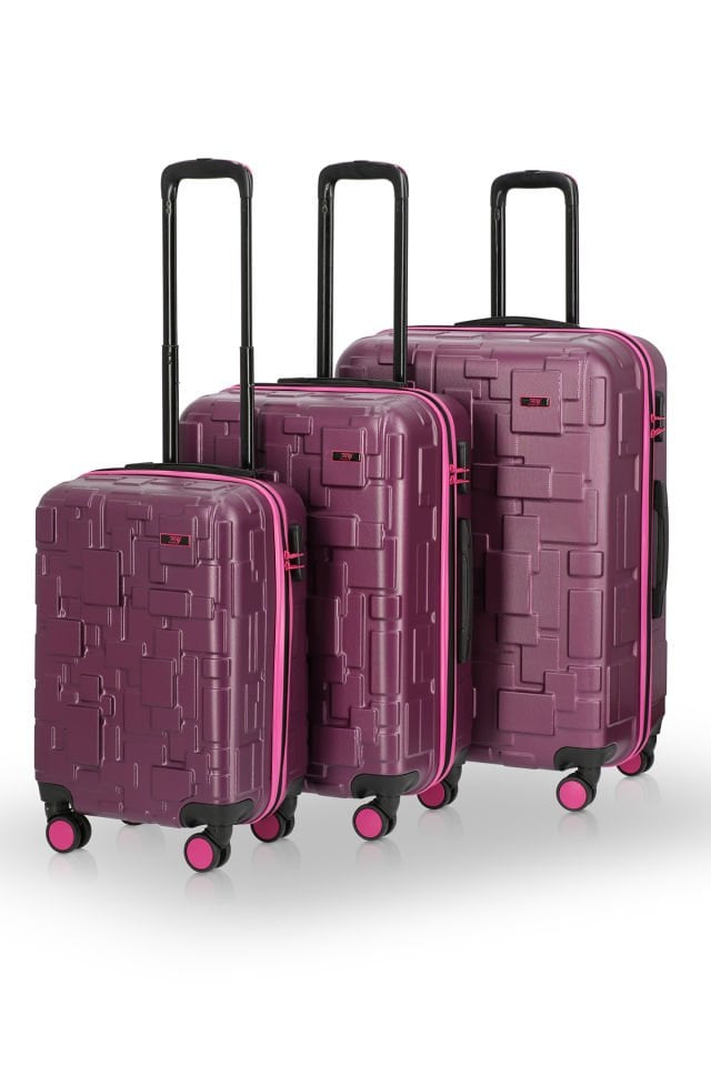 Redro Lego Abs 3`lü Valiz Seti Mürdüm Pembe