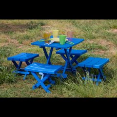 Plastik Katlanır Piknik Masası (Mavi)