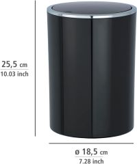 Çöp kovası siyah (İnca model) 25.5 x 18.5 cm