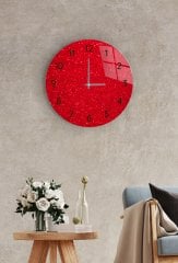 Çap 37 cm Kırmızı Pırıltı Dekoratif Cam Saat