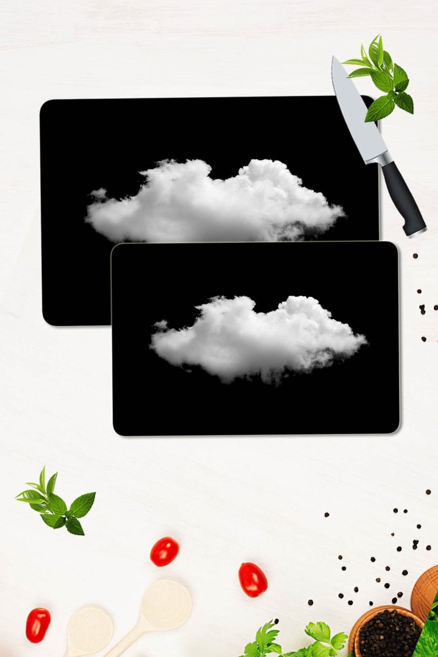 2' li Takım 30x40 cm ve 20x30 cm Bulut Desenli Cam Kesim Tablası