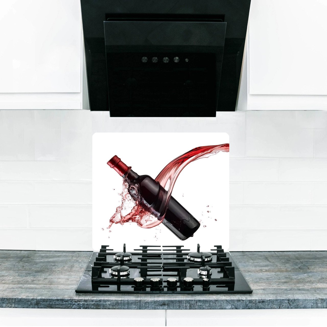 50x56 cm Kızıl Şarap Desenli Cam Ocak Koruyucu