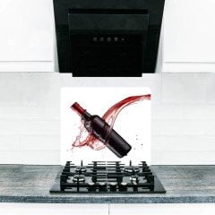 50x56 cm Kızıl Şarap Desenli Cam Ocak Koruyucu