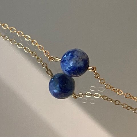 Lapis Lazuli Minimal Kolye Küpe Set