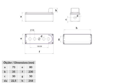 Bemis  5’li Korumalı Buton Kutusu 80x230x73 IP67 BT4-4071-0007