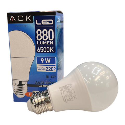 ACK AA13-00923 9W E27 6500K Beyaz A60 Led Ampul 10 Lu Paket