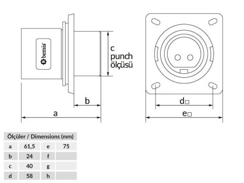 Bemis  2/32A. Makine Fişi IP44 BC1-3102-2114