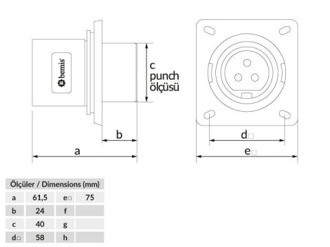 Bemis  3/32A. Makine Fişi IP44 BC1-3103-2114