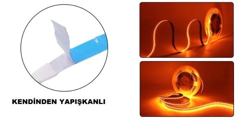 Ct-4538 Cata Gold İç Mekan 12 W 240 Çipli Yüksek Lumen Şerit Led Amber Renk