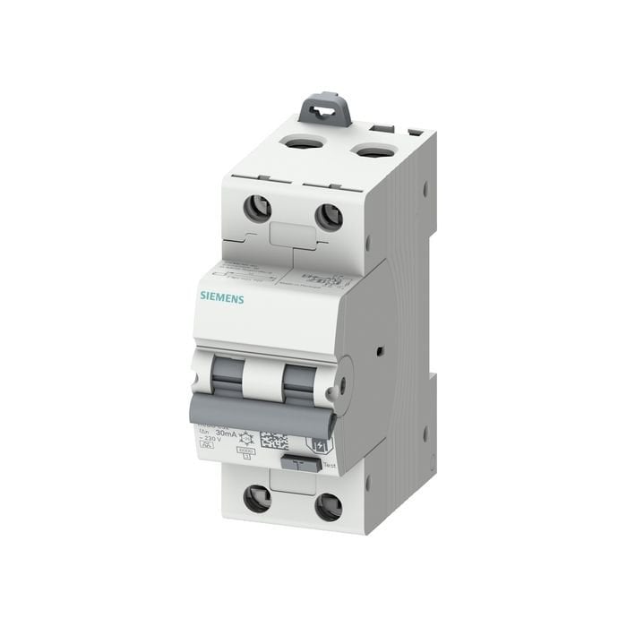 Siemens Rcbo, 6 Ka, 2P Type A, 30 Ma, C-Char, in: 20A Un: 230V 5SU1326-7FP20