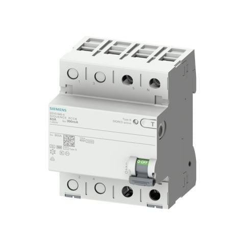 Siemens Siquence Serisi Hata Akimi Koruma Anahtari (Frekans Konvertörleri, Ups Sistemleri, Tibbi Cihazlar Vs); 40A; 230V; 30Ma; 1Faz+Nötr; Tip B,K, 70Mm 5SV3324-4