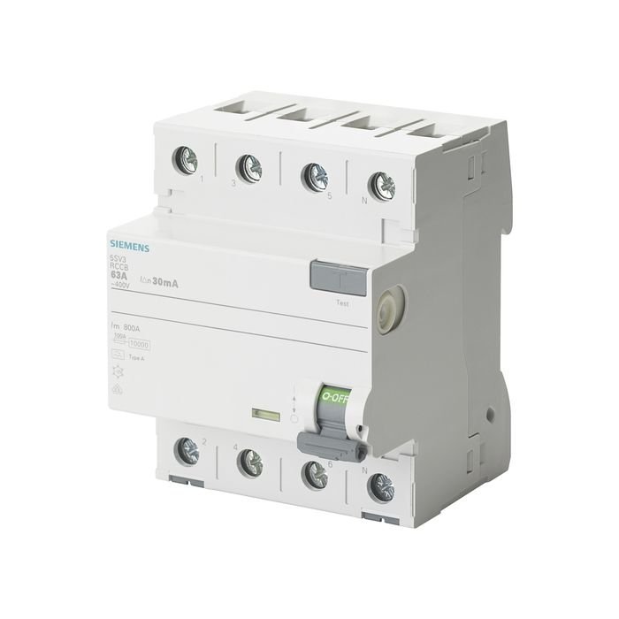 Siemens Hata Akimi Koruma Anahtari-Fi (Kaçak Akim Koruma Rölesi); 25A; 400V; 300Ma; Trifaze; 3Faz+Nötr; Selektif; 70Mm 5SV3642-8