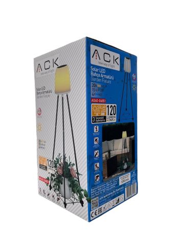 ACK Solar Led Ayaklı Aplik Siyah Ip54 457Mmx457Mmx107Mm AG60-06851