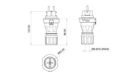 Bemis  Düz Fiş IP44 BP1-1402-2013