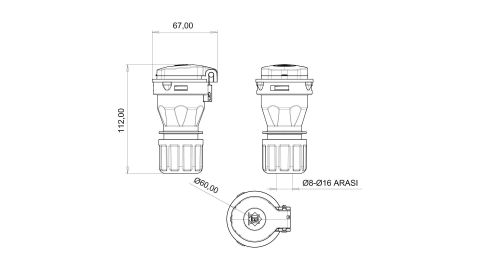 Bemis  Uzatma Priz (Yaylı Kapaklı) IP44 BP1-1402-2311