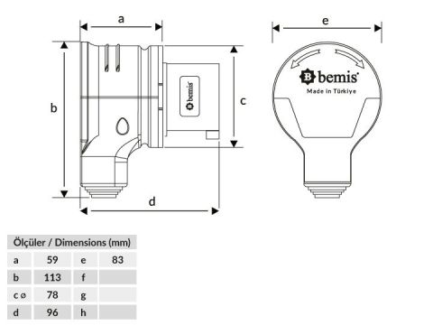 Bemis  5/16A. 90° Eğik Enversör Döner Fiş IP44 BC1-1505-2080