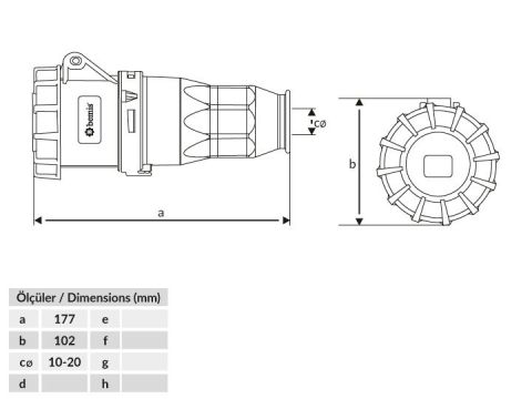 Bemis  3/32A. Uzatma Priz IP67 BC1-3403-7312