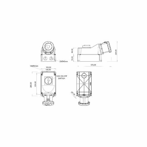 Bemis 4/160A. 90° Egik Pako Salterli Duvar Prizi Ip65 Bc1-8504-7550