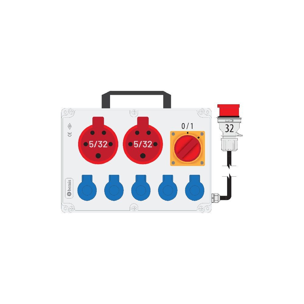 Bemis 5/32 380V Ip44 2 Adet 1/16A 220V Ip44 5 Adet Prizli Salterli Kulplu 5/32A Fisli Powerbox Ip44 Bkp38229-5008