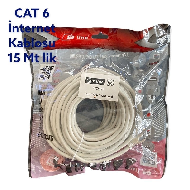 CAT 6 Data İnternet Kablosu 15 metre Paket