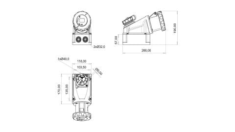 Bemis  5/63A. 90° Eğik 1/16A. M. Prizli Duvar Priz   IP67 BC1-4505-7537