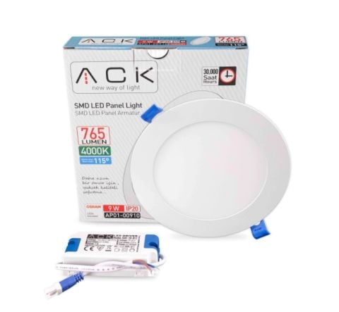 ACK 9W Beyaz 4000K Sıva Altı Yuvarlak Led Panel AP01-00910