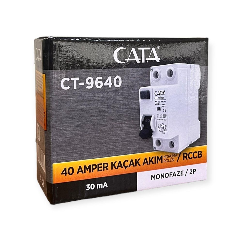 Cata Monofaze Kaçak Akım Rölesi 1X40A 30mA  Ct-9640