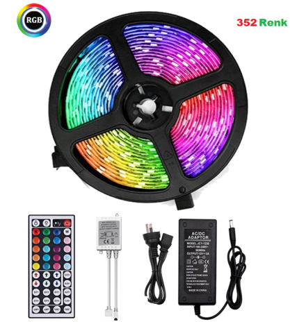 Cata Rgb Şerit Led Seti 5 Mt Rgb Led 15 Renk + Trafo + Rgb Kumanda Ct-4558