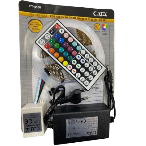 Cata Rgb Şerit Led Seti 5 Mt Rgb Led 15 Renk + Trafo + Rgb Kumanda Ct-4558