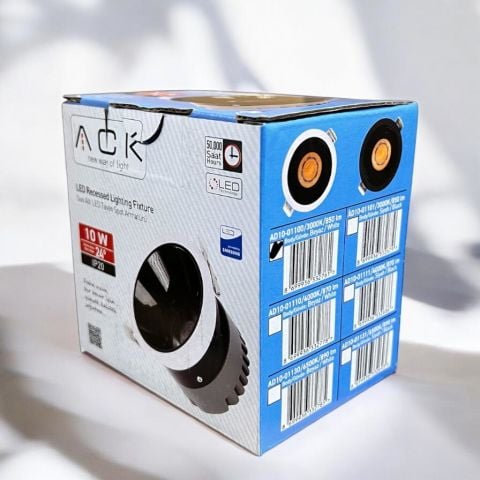 ACK 10W Sıva Altı Yuvarlak Downlıght Beyaz 3000K AD10-01100