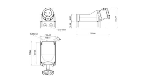 Bemis  4/160A. 90° Eğik Duvar Prizi IP67 BC1-8504-7535