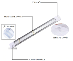 Cata 20W Yatay Led Bant Armatür CT-2474 Beyaz Işık