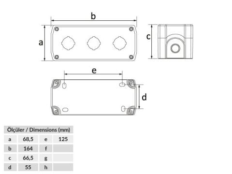 Bemis  3’lü Buton Kutusu (Siyah) IP44 BT3-3000-0002