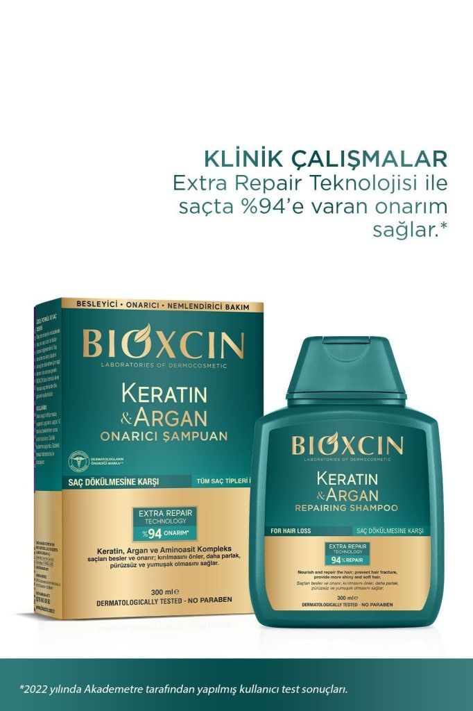 Bioxcin Keratin ve Argan Onarıcı Şampuan 300 ML X 2 Adet